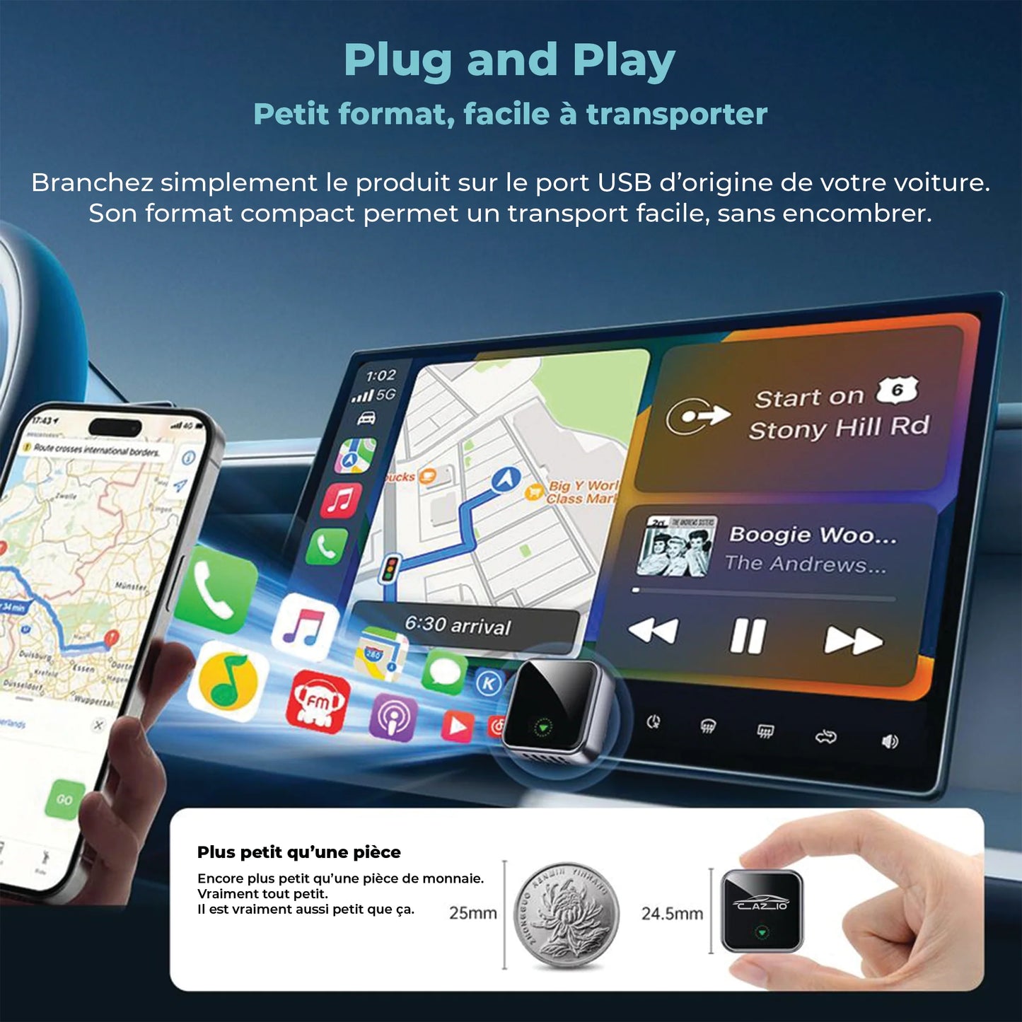 CARLINK™ CarPlay / Android Auto Sans Fil 2026